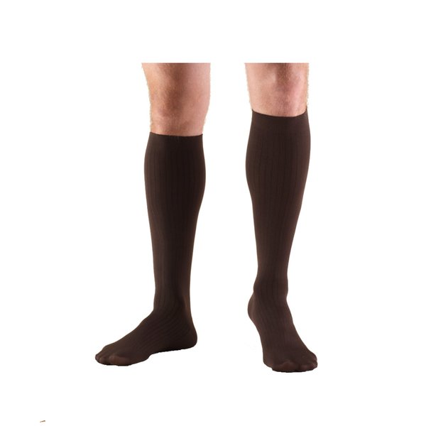 Truform Compression Socks, 8-15 mmHg, Men's Dress Socks, Knee High Over Calf Length, Brown, Small