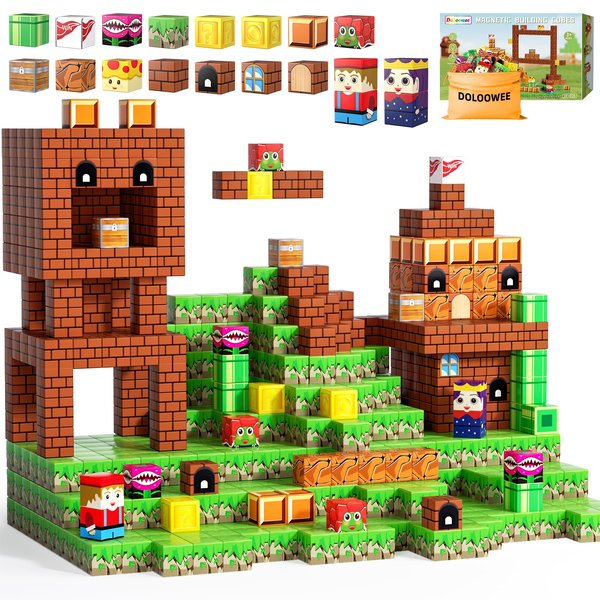 Doloowee 120pcs Magnetic Building Blocks Sets - Magnetic Cubes for Kids 4-8, Toddler Kids Toys Magnet Blocks Ages 3-5, Mine World Game Themed Gifts Toys for 3 4 5 6 7 8+ Year Old Boys & Girls