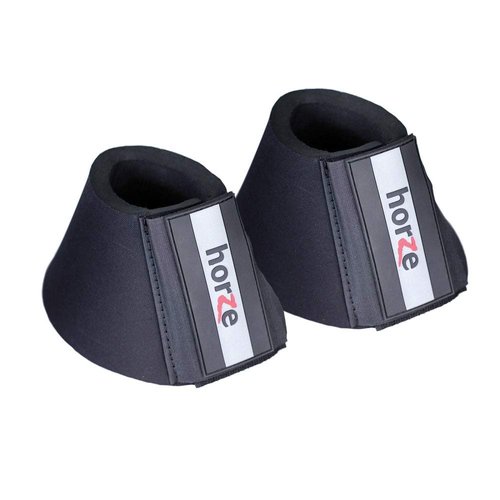 HORZE Pro Overreach Bell Boots for Horses | Neoprene Pair - Black - L
