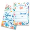 EUDOSI Under the Sea Birthday Party Invitations Supplies Fill-In Set of 20 with Envelopes Whale Crab Sea Life Birthday Party Invites Cards, Double Sided
