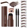 LXZJJM Eyebrow Stamp Stencil Kit,Long-lasting,Natural and Smooth Texture,Includes 10 Brow Shapes & Stamps,Reusable eyebrow stencils (dark brown)