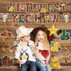 Hokinaa Western Cowboy Party Decorations - 18 Pcs Rodeo West Banners Foil Wild West Hanging Swirls Yee Haw Garland Banner Ceiling Streamers Photography Backdrop for Boys Happy Birthday Decor Supplies