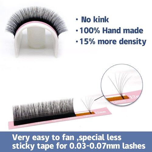 Qeelasee 0.07 Thickness D Curl 9mm Volume Mink Eyelash Extensions Silk Individual Lash Extensions Semi-permanent Pure Korean Silk lashes Soft Application for Professional Salon Use