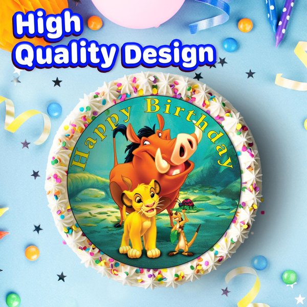 7.5 Inch Edible Cake Toppers – Lion King: Simba, Timon and Pumbaa Themed Birthday Party Collection of Edible Cake Decorations