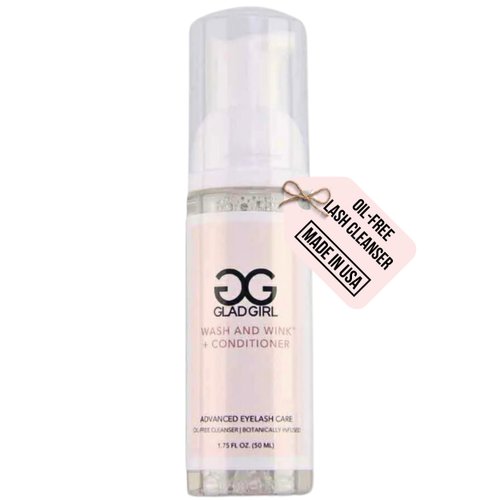 GladGirl Eyelash Extension Cleanser Wash And Wink - Lash Shampoo and Conditioner - Non-Irritating Foaming Liquid 50 ml