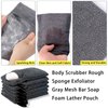 6 Pack Soap Saver Pocket - Travel Exfoliating Body Scrubber Soap Pouch,Bar Soap Holder for Women and Men,Body Exfoliating Scrubber Rough Sponge for Shower and Bath - Grey
