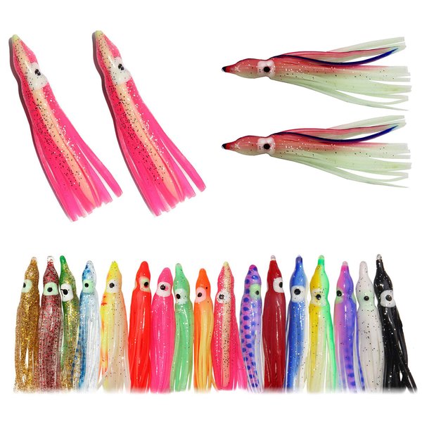 Octopus Squid Fishing Skirts Lures- 60pcs Trolling Lure Saltwater Soft Plastic Bait Squid (Multicolor 2.1inch)