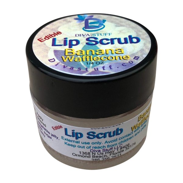 Diva Stuff Ultra Hydrating Lip Scrub for Soft Lips, Gentle Exfoliation, Moisturizer & Conditioner, Banana Wafflecone – ¼ oz (Made in the USA)