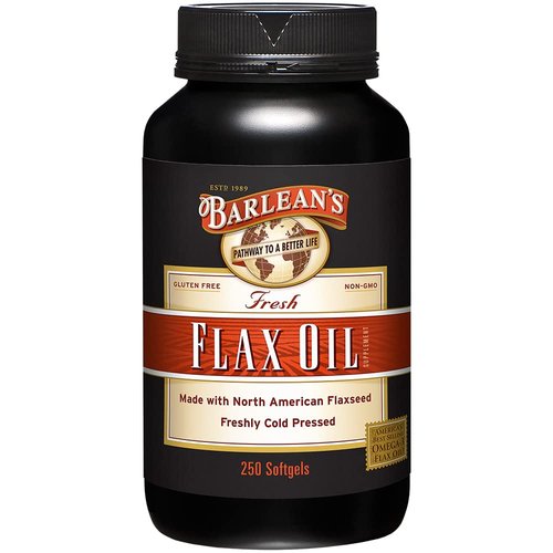 Barlean's Flaxseed Oil Softgels, Cold-Pressed Flax Seed Supplement with 1,650 mg ALA Omega-3 Fatty Acids for Joint & Heart Health, 1000mg, 250 ct