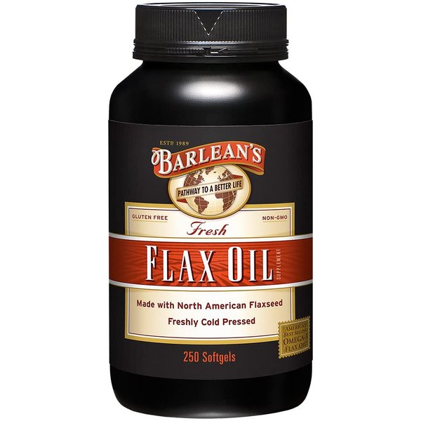 Barlean's Flaxseed Oil Softgels, Cold-Pressed Flax Seed Supplement with 1,650 mg ALA Omega-3 Fatty Acids for Joint & Heart Health, 1000mg, 250 ct