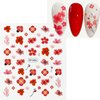 Flower Nail Art Stickers- 6 Sheets Cherry Blossoms Nail Stickers 3D Self-Adhesive Cherry Flowers Nail Designs Stickers Summer Nail Decals for Nail Art Manicure Decoration