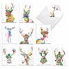 The Best Card Company Variety Pack of 10 Christmas Greeting Cards with Envelopes, Humor Holiday Assortment for Men and Women (10 Designs, 1 Each) - Fancy Reindeer AM6751XSG-B1x10