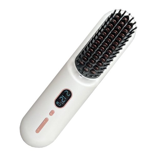 Cordless Hot Comb Rechargeable Hair Brush Straightener Heat Pressing Combs Ceramic Electric Hair Straightening Comb, Anti Burn for Natural Black Hair Beard Wigs Holiday Gifts - White