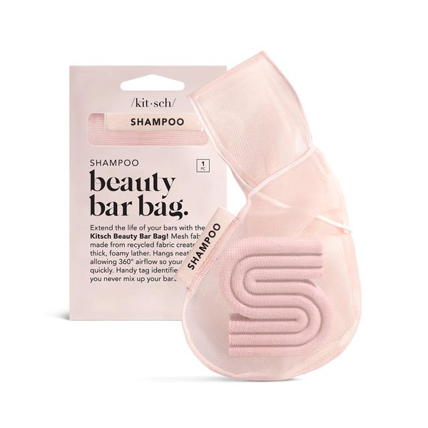 Kitsch Bar Soap Saver Bag - Recycled Mesh Beauty Bar Soap Pouch for Body Wash, Conditioner & Shampoo Bars, Soap Savers Holder to Preserve Bar Soap, Eco-Friendly, Patented Soap Bag - Blush
