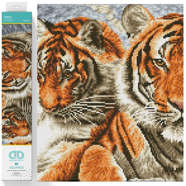 DIAMOND DOTZ ® - Tigers, Full Drill, Square Dotz, Square Diamond Painting Kits, Square Drill Diamond Painting, Diamond Painting Square Drill, Square Diamond Art, 14.6"x20.3"