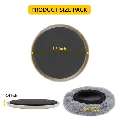 new space 3.5" Furniture Sliders, Multi-Surface Reusable Moving Pads for Furniture, 4 Pack Furniture Movers for Carpet + 4 Hardwood Socks - Protect Floor and Move Your Furniture on Any Surface Easily!