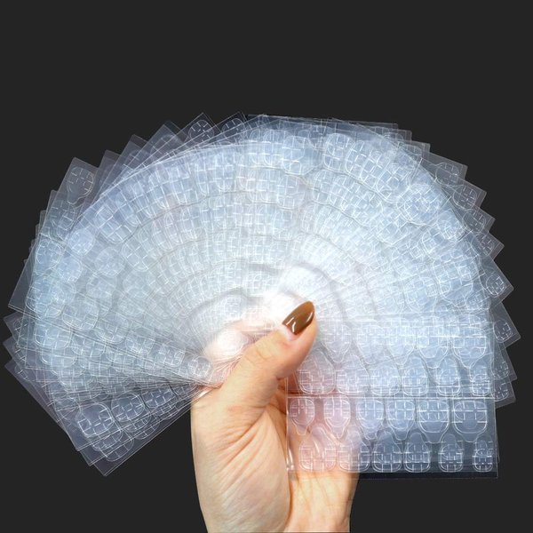 840PCS Double Sided Glue Nail Adhesive Tabs, Breathable Transparent Fake Nail Glue Stickers,Flexible Nail Adhesive Stickers for False Nails Tips, Manicure Supplies (35 Sheets)