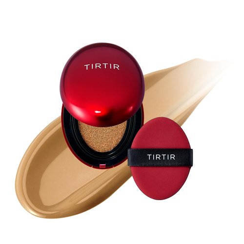 [*Mini Size*] TIRTIR Mask Fit Red Cushion Foundation | Long-Lasting, Lightweight, Buildable Coverage, Semi-Matte Finish, Korean Cushion Foundation (#33W Ginger, 0.15 Fl Oz)