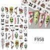 6 Sheets Halloween Nail Art Stickers Scary Face 3D Self-Adhesive Nail Dark Butterfly Bloodthirst Rose Skeleton Zombie Hearts Design Nail Supplies DIY Nail Decorations for Women Girls Manicure