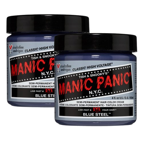 MANIC PANIC Blue Steel Hair Dye – Classic High Voltage - (2PK) Semi-Permanent Hair Color - Cool, Silver Hair Dye With Blue Undertones - Vegan, PPD & Ammonia-Free - For Coloring Hair on Women & Men