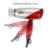 Travel Hair Dryer with Dual Voltage, 1875W Compact Hair Dryer with Folding Handle, Travel Blow Dryer (Red)