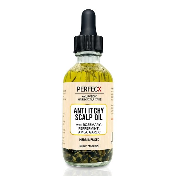 Perfecx - Anti Itchy Scalp Hair Oil 2 fl oz - for Hair Scalp Treatment - 48 hours Herbal Infused Ayurvedic Natural Ingredients - Strengthen Hair - Hair Growth