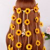 Flower Headband Hippie Sunflower Hairband Floral Crown Bohemian Hair Band Women Girls Boho Hair Hoop Headdress Headwear Headpiece Party Decoration Cosplay Costume Cute Handmade Hair Accessories Yellow