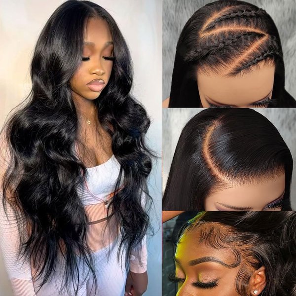 VIPbeauty 13x6 Body Wave Lace Front Wigs Human Hair Pre Plucked Bleached Knots with Baby Hair 180 Density Glueless Wigs for Women HD Transparent Full Lace Frontal Wigs with Natural Hairline 20 Inch