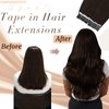 Ugeat Tape in Hair Extensions Brown Human Hair 22 Inch Darkest Brown Tape in Human Hair Extensioins 20 Pieces Seamless Tape in Hair Extensions 50 Grams Real Human Hair
