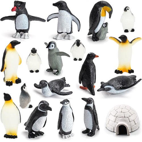 ONEST 18 Pieces Mini Penguin Figurines Toy Set Realistic Arctic Animals Toys Penguin Cake Toppers Polar Small Penguin Figures for Kids Birthday Gift