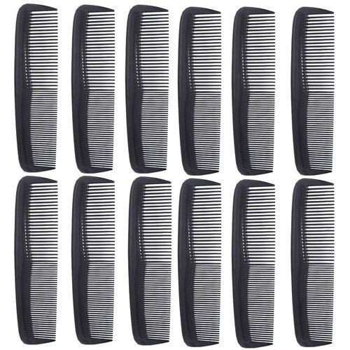 12 Pieces Quality Pocket Hair Comb & Mustache Combs for Hairdressing Comb Heat Resistant Barber Comb (Black)