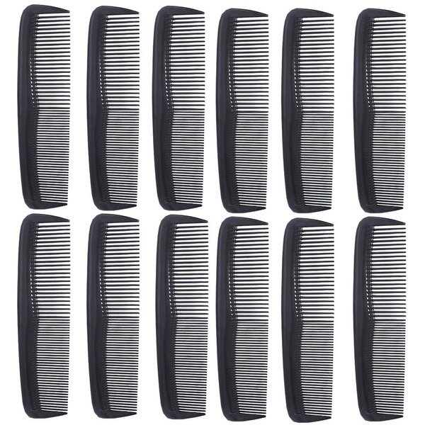 12 Pieces Quality Pocket Hair Comb & Mustache Combs for Hairdressing Comb Heat Resistant Barber Comb (Black)