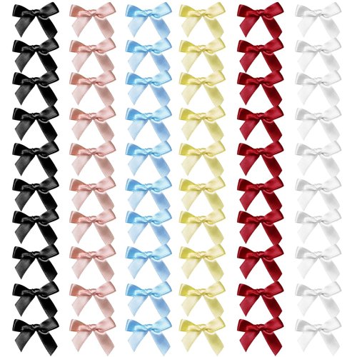 YONOY 60Pcs Mini Cute Bow Hair Clips for Women Girls,Small Hair Clips Solid Color Hair Ribbon Alligator Clips Barrettes Pins Metal Y2kHair Accessories (Black Pink White Blue Yellow Red)