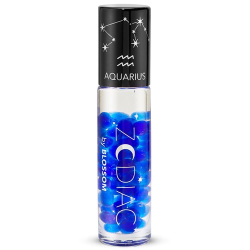 Blossom Zodiac Sign Vanilla Scented Moisturizing Roll-On Lip Gloss with Crystals, Made in USA, 0.20 fl. oz./5.9ml, Aquarius