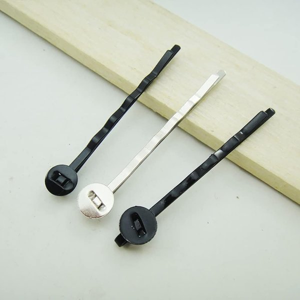 50 Pcs Hair Bobby Pins Hair Clips with Blank Round Tray Hair Pins Hairpin Cabochons Bases Hair Styling Pins for DIY Crafts Hair Accessories（Black）