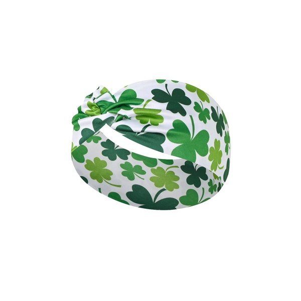 BBTDIN St Patrick's Turban for Women Shamrock Headband Green Girls Hair Band Headwarp JHSP40 (C2)