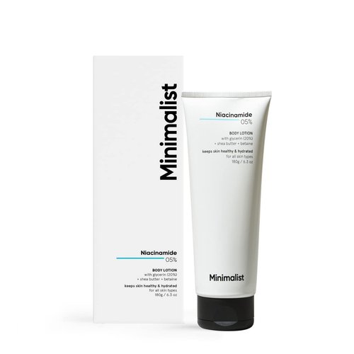 Minimalist Niacinamide 5% Body Lotion with Shea Butter For Hydration & Nourishment of Skin | Reduces Sun Damage & Repairs Skin Barrier | Glycerine & Betaine for Soothing | 6.3 Oz / 180 gm