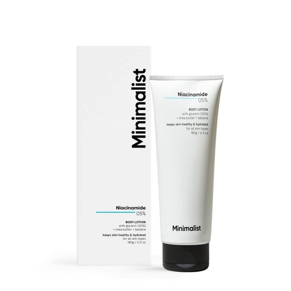 Minimalist Niacinamide 5% Body Lotion with Shea Butter For Hydration & Nourishment of Skin | Reduces Sun Damage & Repairs Skin Barrier | Glycerine & Betaine for Soothing | 6.3 Oz / 180 gm