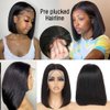 ADOIFAIR Bob Wig Human Hair HD Transparent Short Straight Lace Front Bob Wigs for Women 180% Density Human Hair Bob Wig 13x4 Lace Frontal Bob Wigs Natural Color 8 Inch