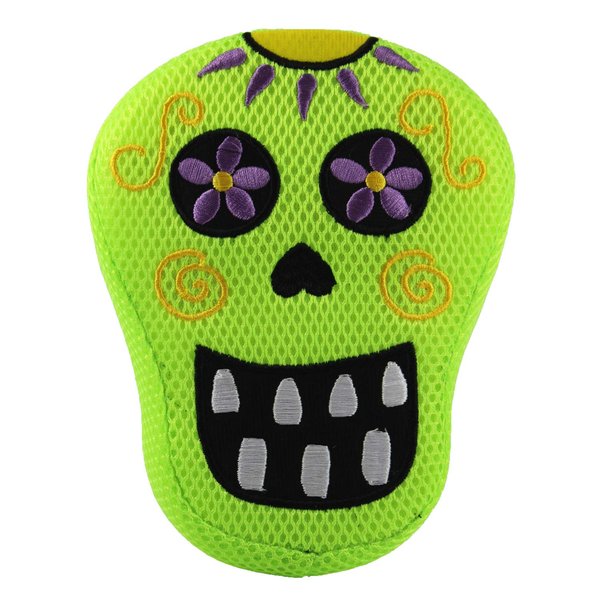 Connie N Randy Halloween Dog Toy Green Sugar Skull