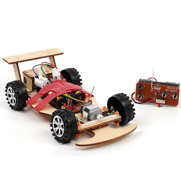 Pica Toys Wooden Wireless Remote Control F1 Racing Car Science Kit to Build (Red), STEM Project for Kids Aged 9 10 11 12 13, Science Building Kit Gift for Boys and Girls