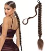 VOPPIS Long Braided Ponytail Extension 30 Inch Pre stretched Braiding Hair Extensions DIY Braid Ponytail Natural Soft Synthetic Hair Piece (Dark Brown, 30inches)
