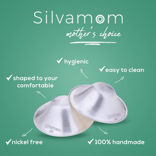 Silvamom® The Original Silver Nursing Cups | Nipple Shields for Nursing Newborn Breastfeeding | 925 Silver | Nickel Free | Newborn Essentials Must Haves | Soothies and Protect (Regular Size)