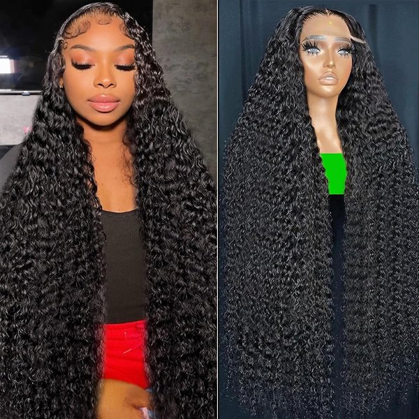 Vipetal 13x6 Deep Wave Lace Front Wigs Human Hair Wigs for Women 180% Density HD Transparent Deep Curly Lace Frontal Wigs Human Hair Pre Plucked with Baby Hair Natural Color (30 Inch)