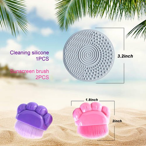 2Pcs Sunscreen Applicator for Kids, Sunblock Brush with Protective Case Sun Lotion Applicator SunCream Brush with Cleaning Pad for Suncream Liquid Foundation