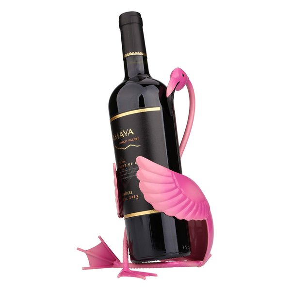 Tooarts Flamingo Wine Holder Wine Shelf Metal Sculpture Home Crafts Decoration