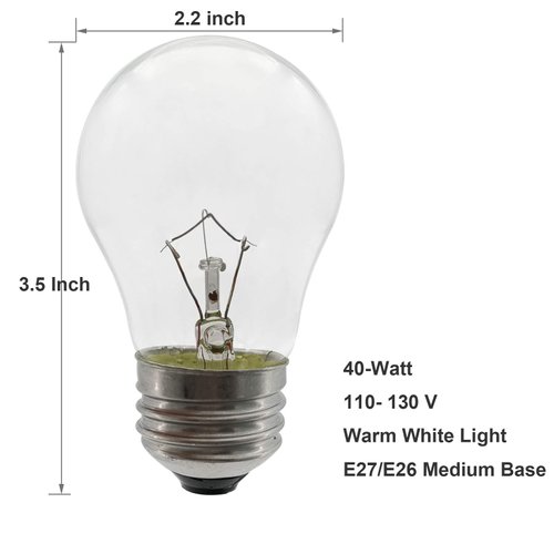 SalPhines Oven Light Bulb 40 Watt Appliance Light Bulb, High Temperature 300 Degree Resistant Appliance Bulb for Oven, Stove, Refrigerator, Microwave E26 Medium Base, A15 (2-Pack)