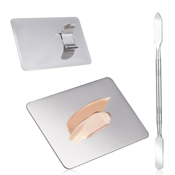 COMNICO Beauty Spatula, Stainless Steel Makeup Spatula Korean Set Mixing Palette Korean Spatula Set Professional Foundation Cosmetic Palette Nail Art Makeup Tool for Eye Shadow Nail DIY Art