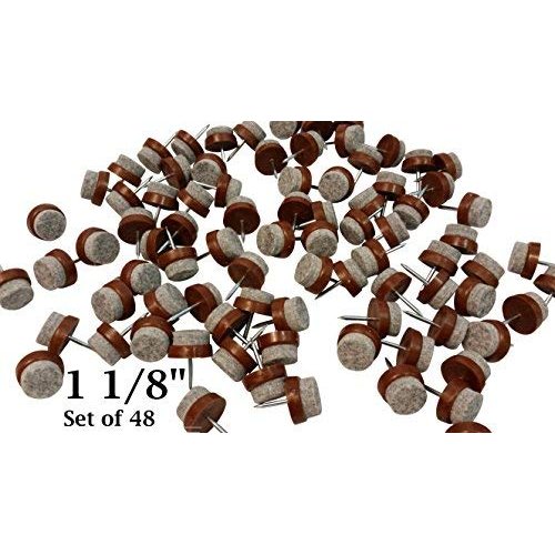 Felt Bottom Nail-On Chair Glides Protect Tile & Hardwood Floors 1 1/8" - Set of 48