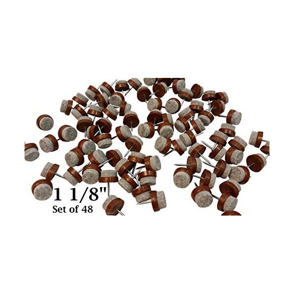 Felt Bottom Nail-On Chair Glides Protect Tile & Hardwood Floors 1 1/8" - Set of 48